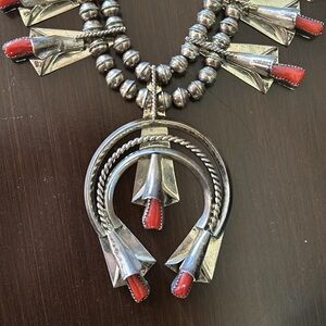 Louise Yazzie Red Coral Squash Blossom